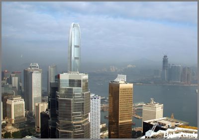View of foggy HK day from hotel
